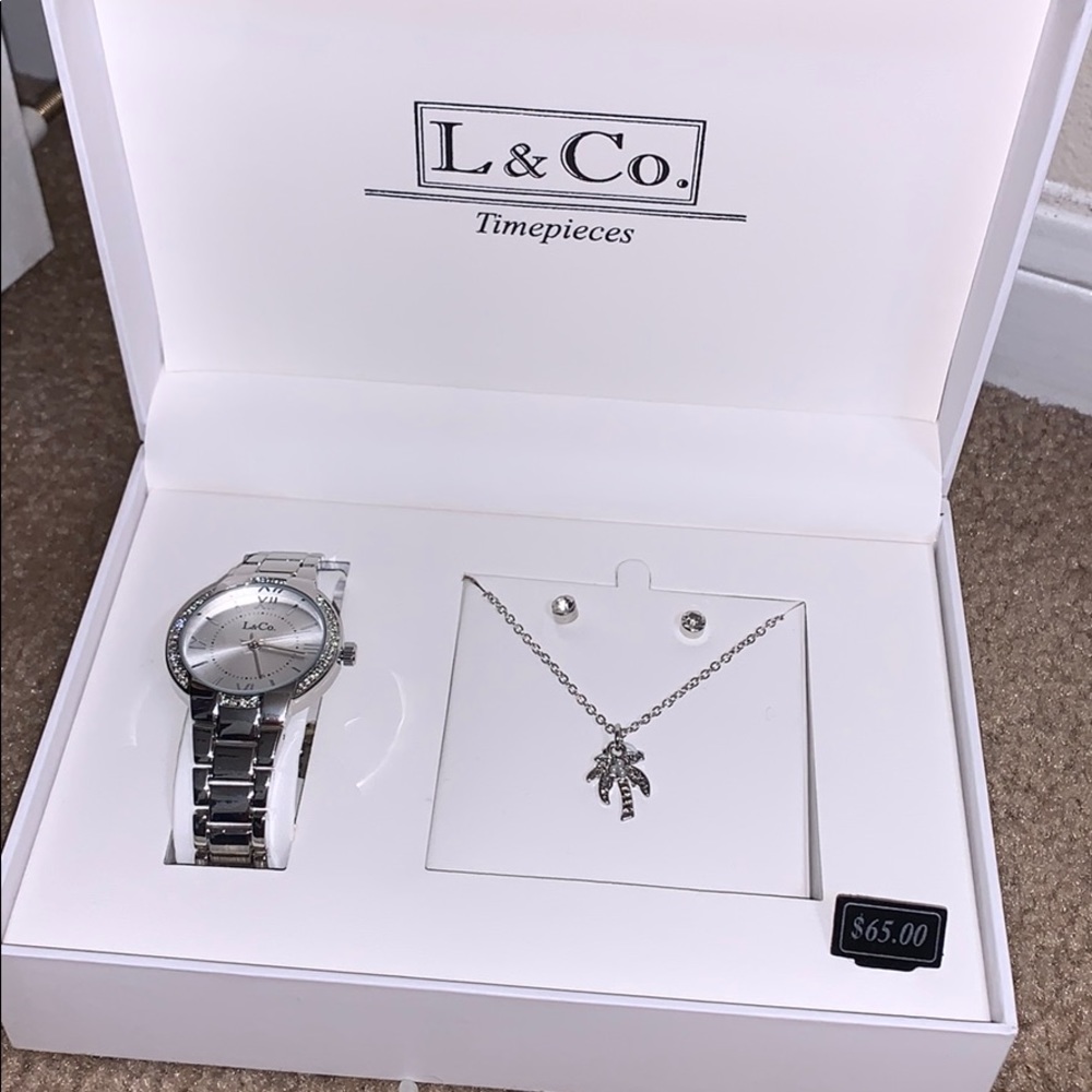 L & Co. Watch, Necklace & Earrings Set